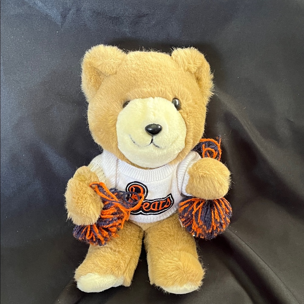 Vtg NFL Chicago Bears 1983 Trudy Teddy Bear Football Cheerleader Pom Poms Plush